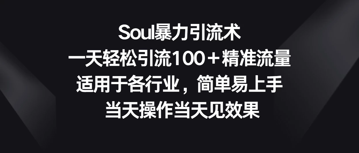 Soul暴力引流术/一天轻松引流100＋精准流量