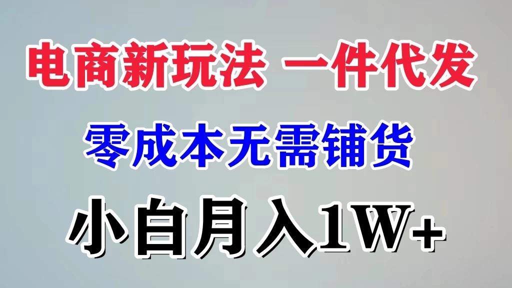 电商新玩法，一件代发，零成本无需铺货，小白月入1W+ 第1张