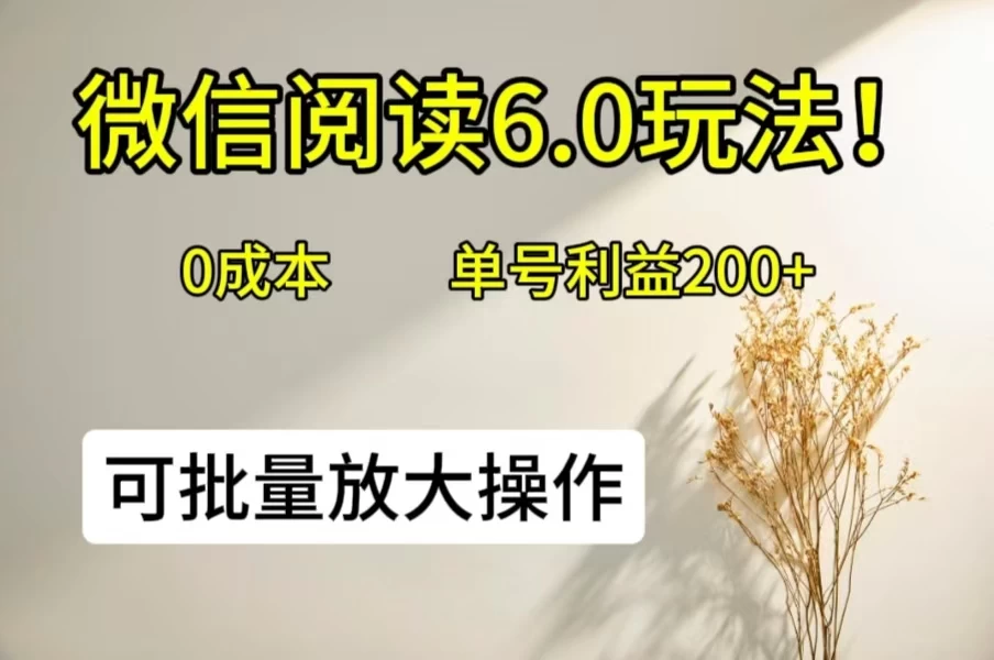 微信阅读6.0玩法！0撸，单号利益200+，可批量放大操作 第1张